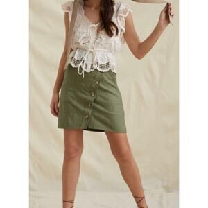 Anthropologie Green Crossover Mini Utility Skirt (Size 8)